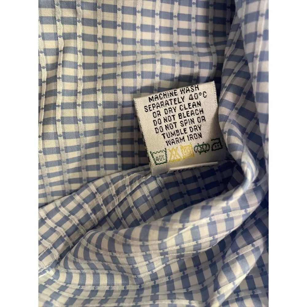 Bugatchi Uomo Dress Shirt Men's‎ Size 17.5 34 Flip Cuff Long Sleeve Blue Lion